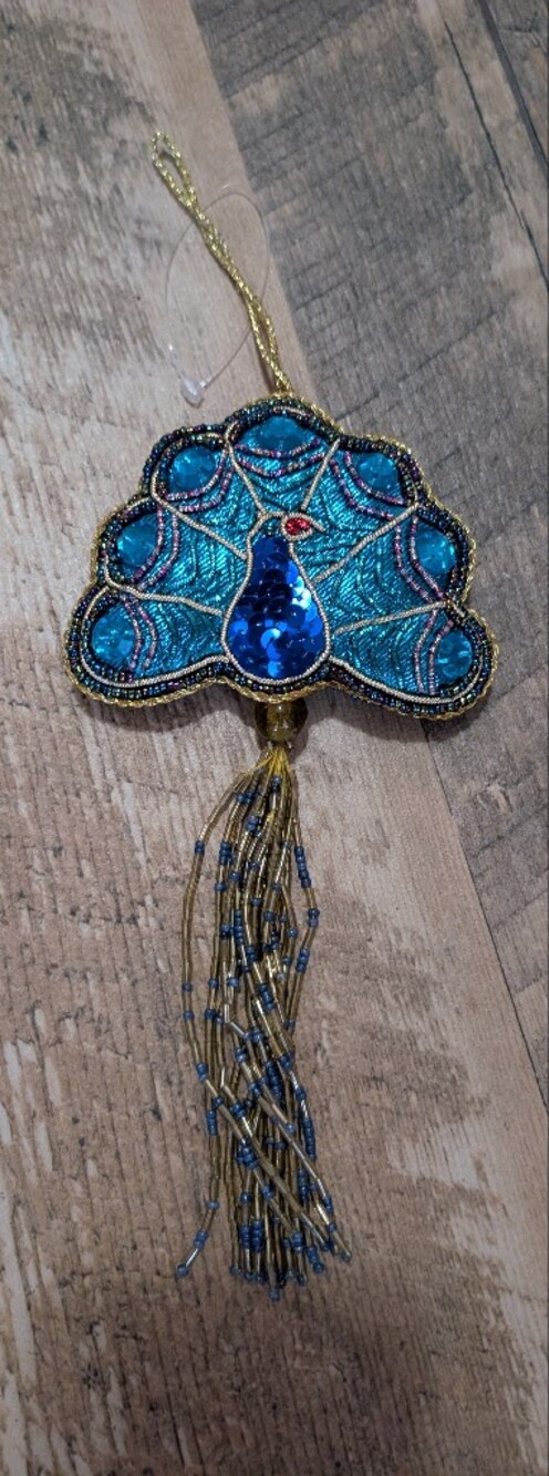 Rare World Market Peacock Ornament